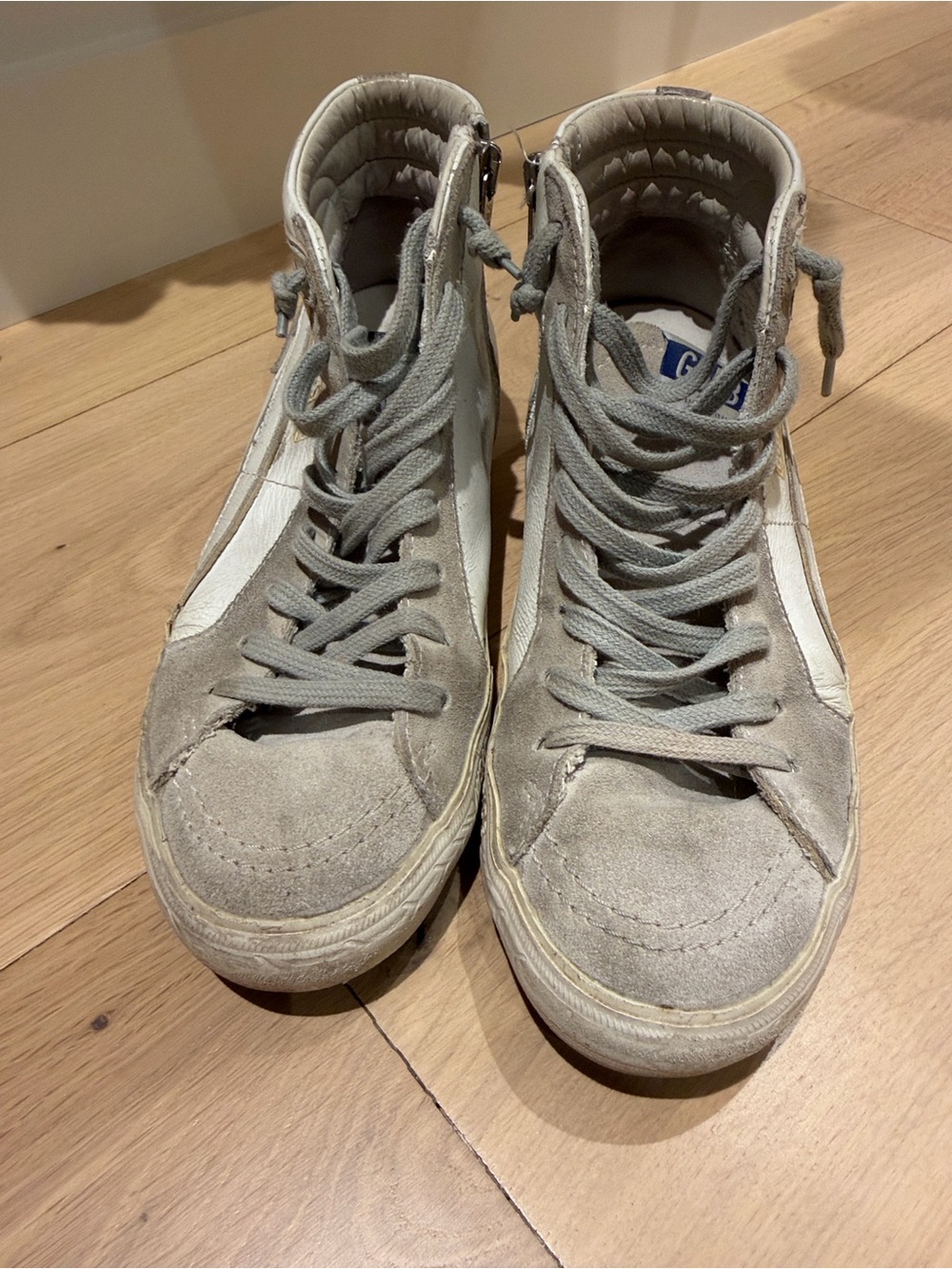 Golden Goose White Slide Sneakers with Subtle Distressed Sole